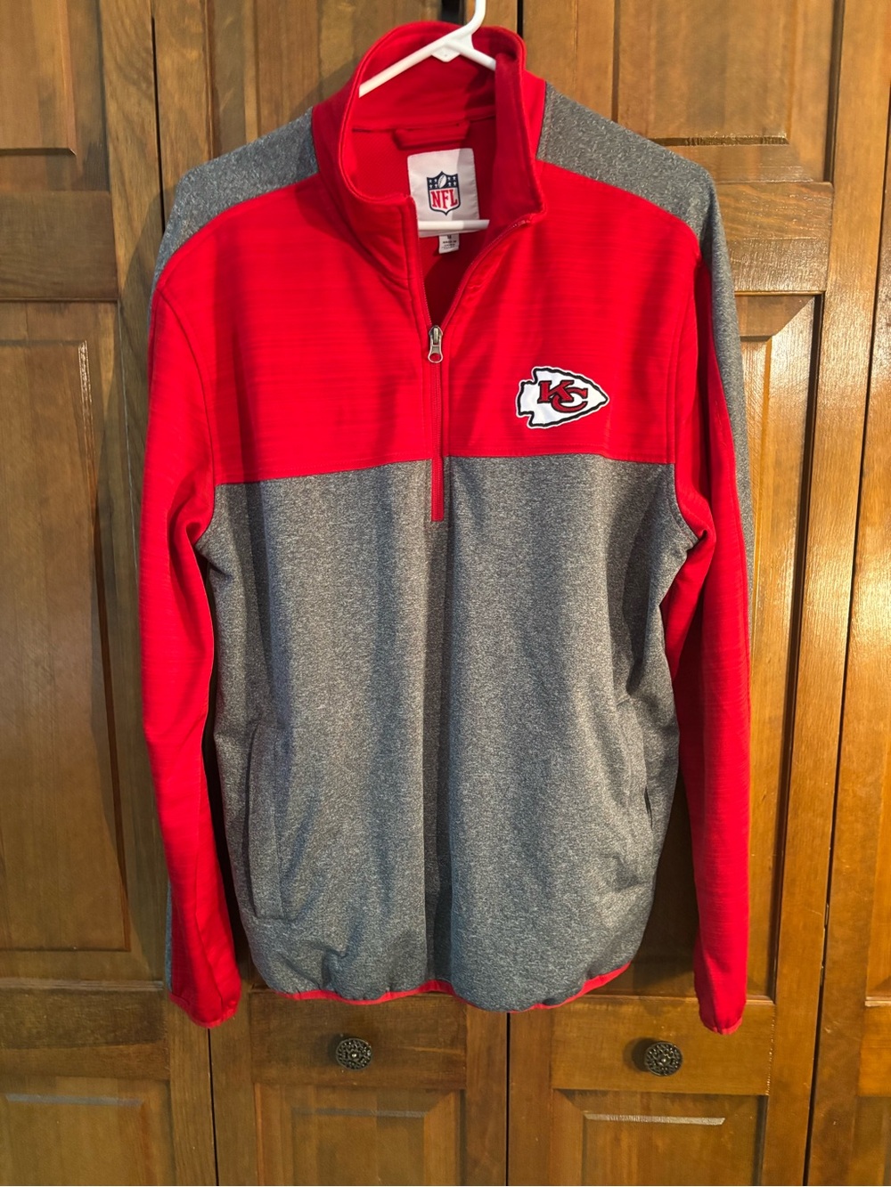 NFL Kansas City Chiefs Gray & Red Quarterzip Pullover